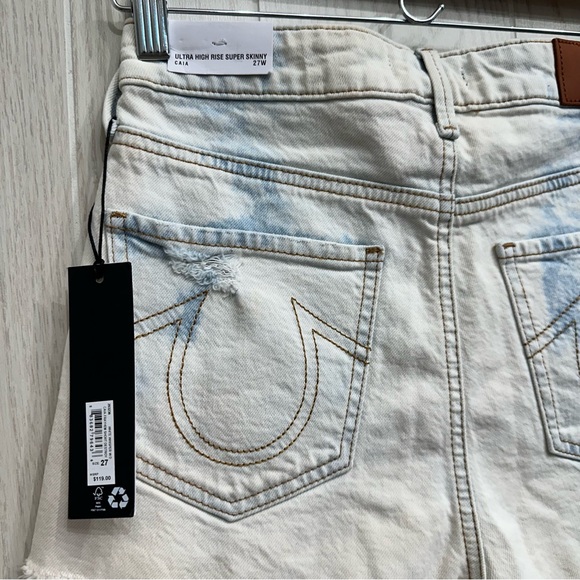 True Religion Women's CAIA High Rise Destroyed Frey Hem Denim Cutoffs Shorts - Picture 6 of 15